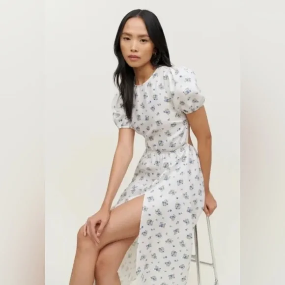 striped linen midi dress Sandrine Linen-Blend Midi Dress in Capri Stripe Multi main image 0